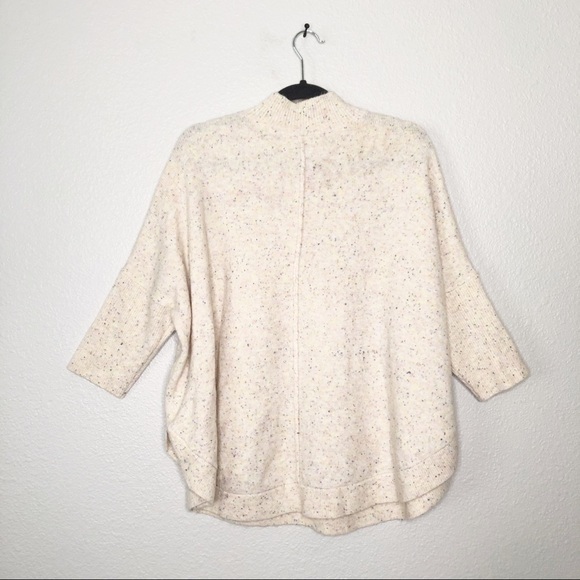 LOFT Flecked Mock Neck Poncho Sweater Size LP - Picture 6 of 8